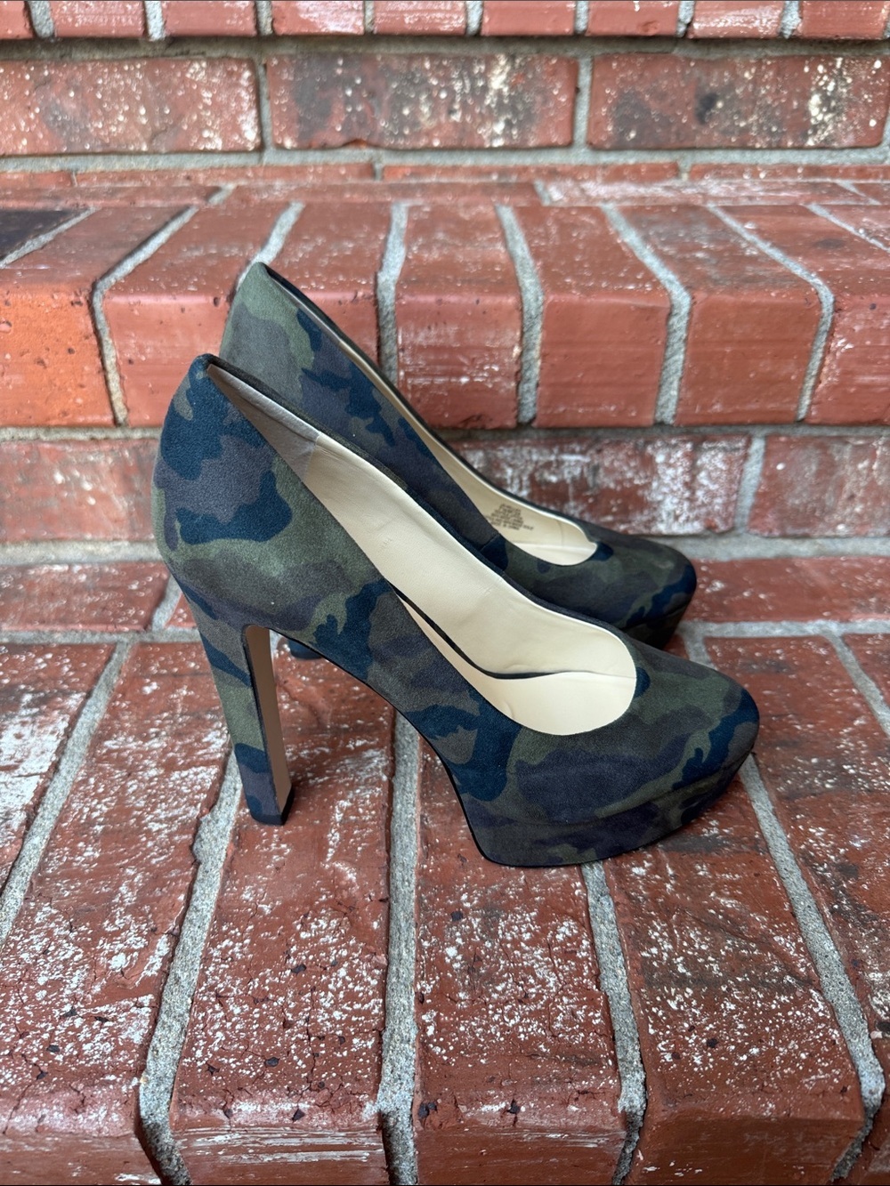 Jessica Simpson Nellah Camo Green Black High Heel Platform Pumps Women's 7.5